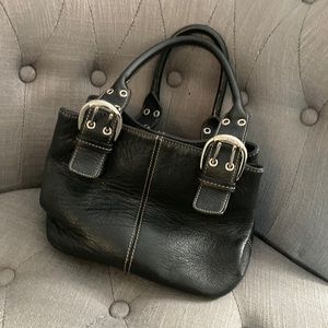 Gorgeous Tiganello Black Leather French Tote